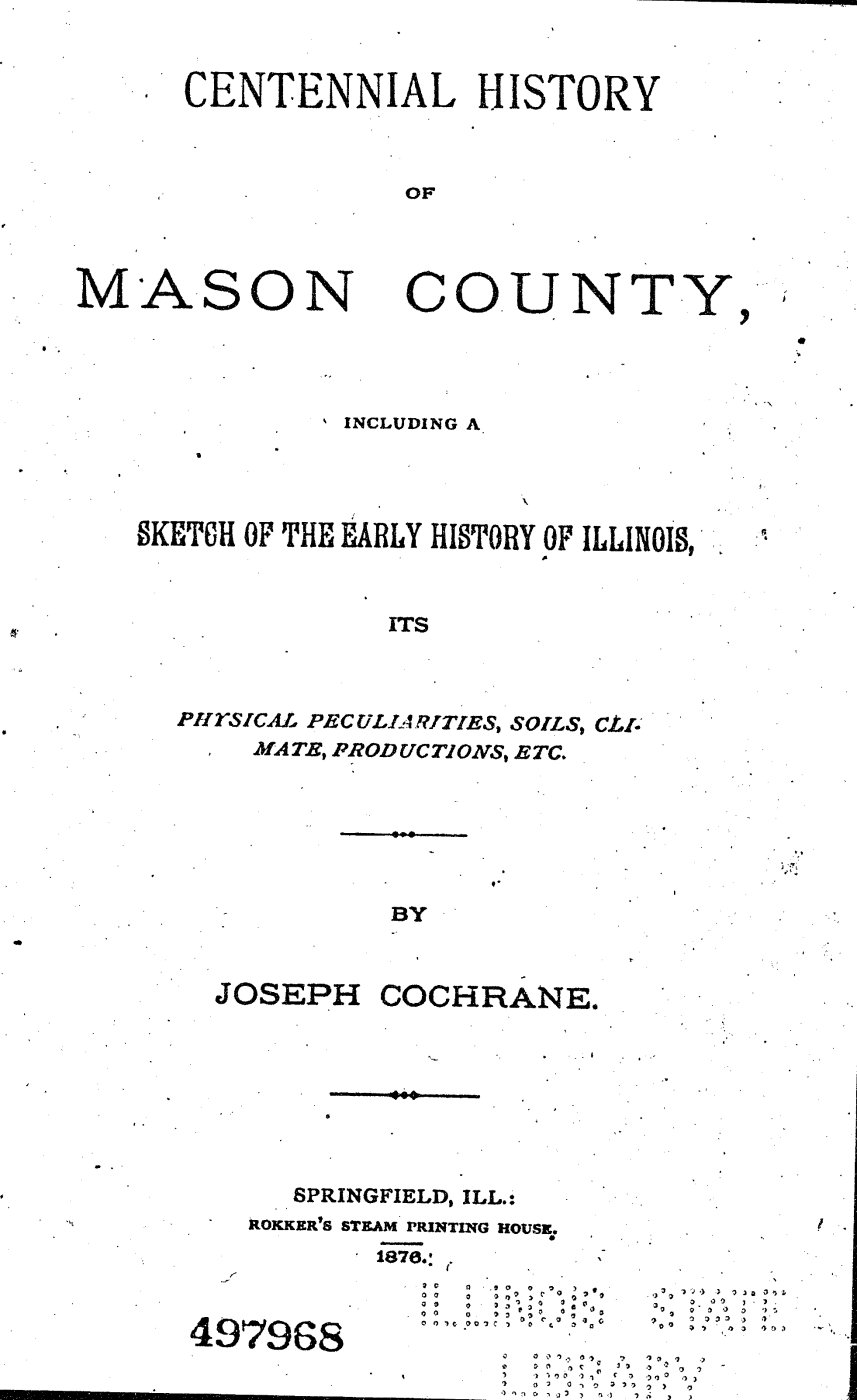 First page of Supplina 'Squire' Judd and the History of Mason County, Illinois