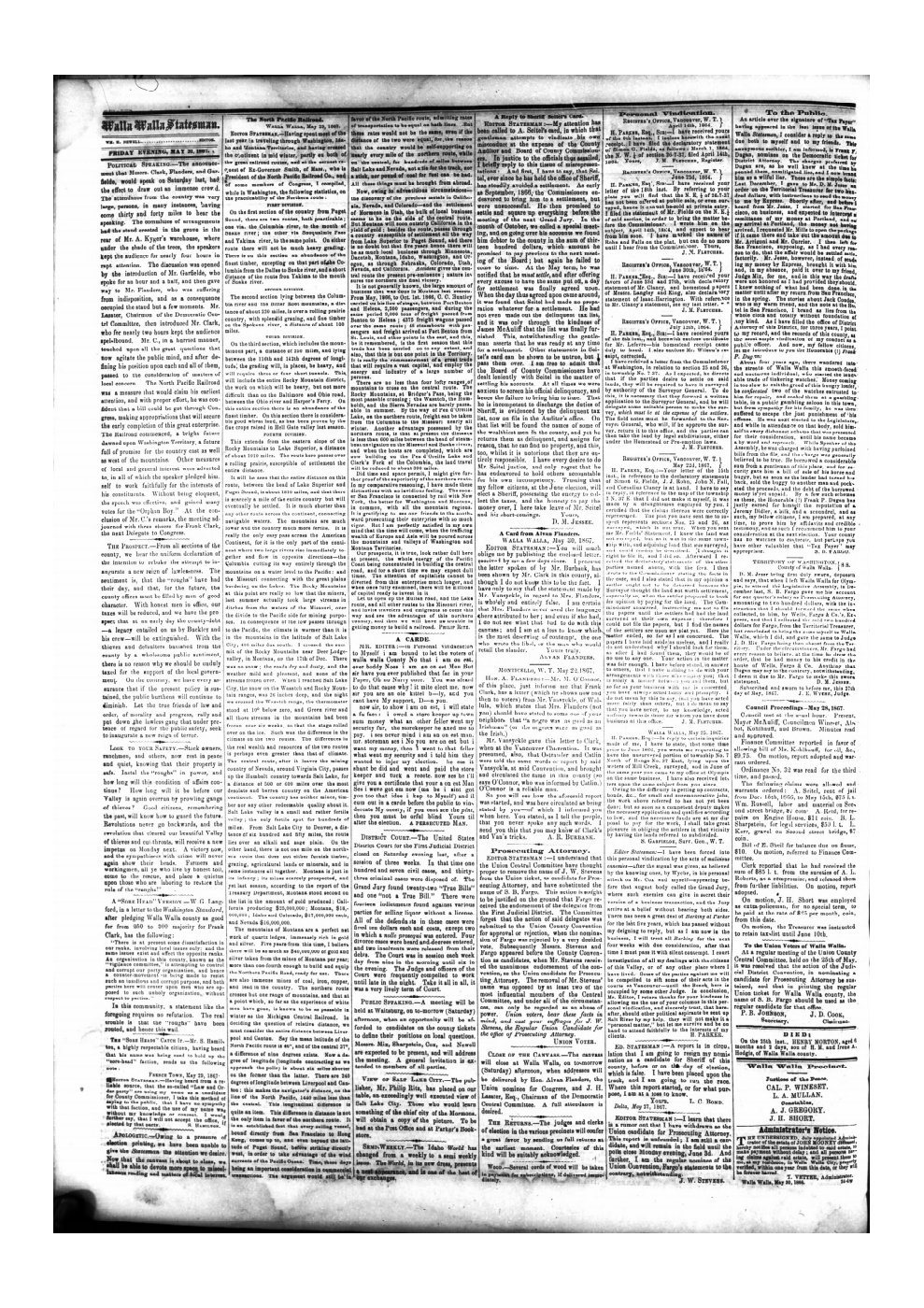 First page of S. Hamilton: 'Respectable citizen' takes on the 'Roughs' and corrupt 'sore-heads' of frontier politics who use his good name.
