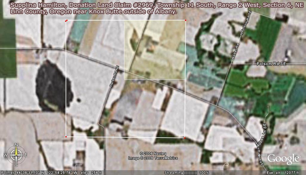 First page of Supplina Hamilton Donation Land Claim #2629 Aerial Image - Close up