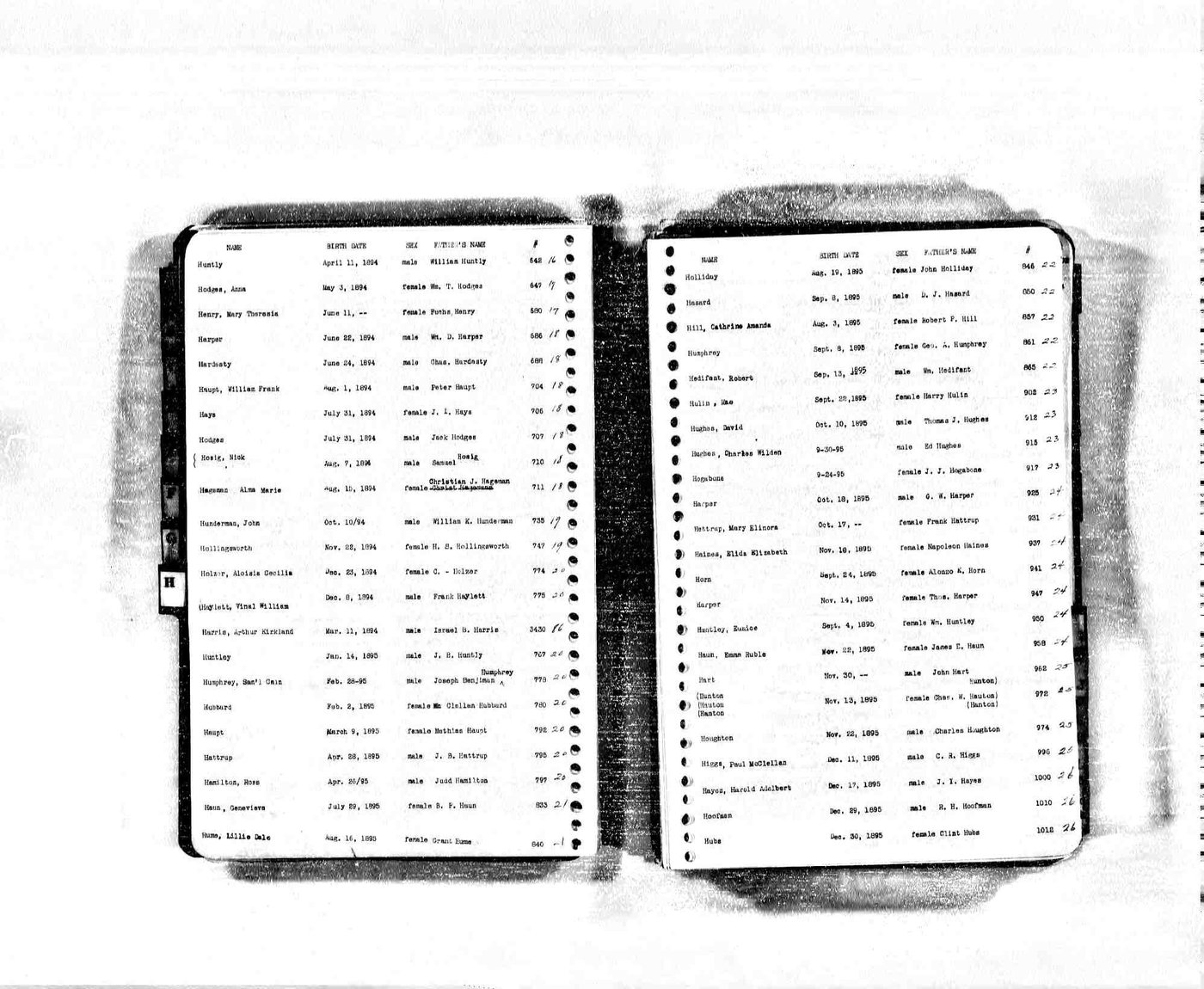 First page of Ross Hamilton - Birth Record Washington State, April 26, 1895