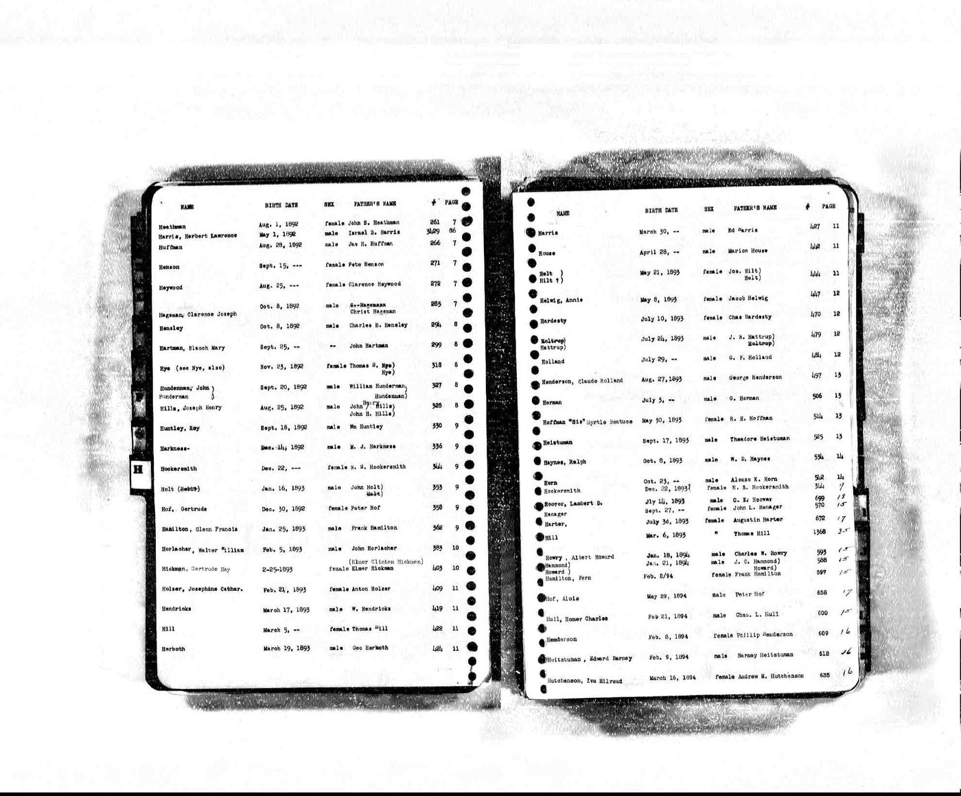 First page of Glenn Francis Hamilton & Fern Hamilton - Birth Records Washington State Birth Index,