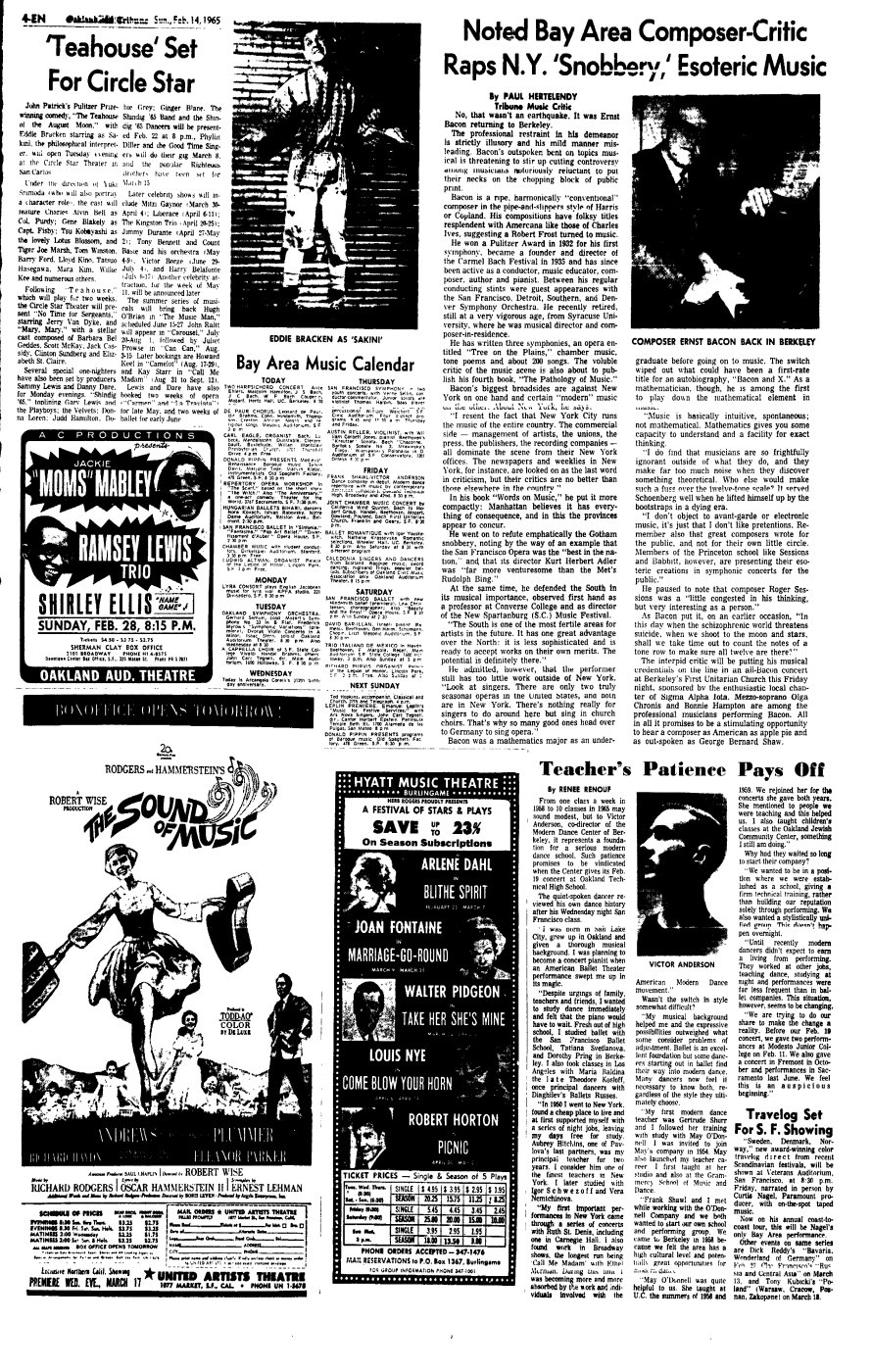 First page of Judd Hamilton - Gary Lewis - Oakland_Tribune - Feb. 14, 1965